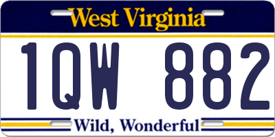 WV license plate 1QW882