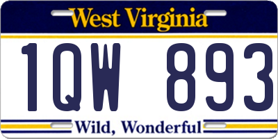 WV license plate 1QW893