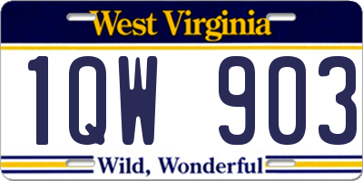 WV license plate 1QW903