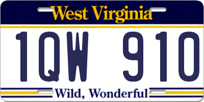 WV license plate 1QW910