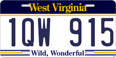 WV license plate 1QW915