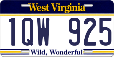 WV license plate 1QW925