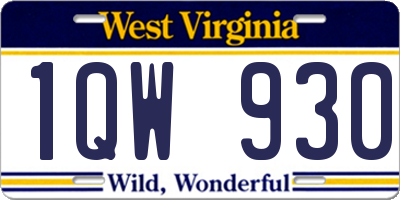 WV license plate 1QW930
