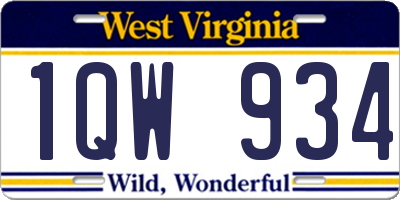 WV license plate 1QW934