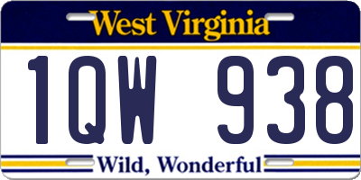 WV license plate 1QW938