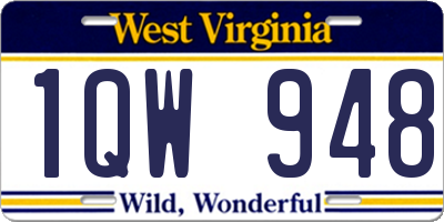 WV license plate 1QW948