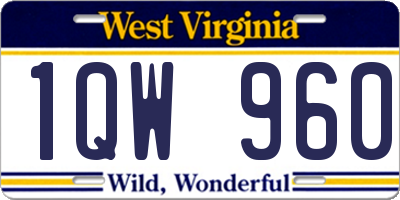 WV license plate 1QW960