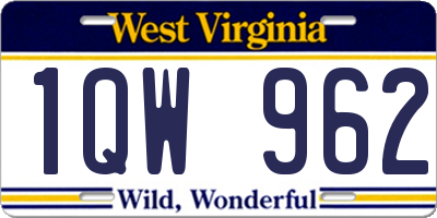 WV license plate 1QW962