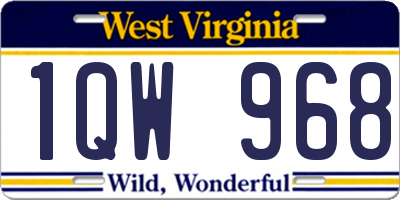 WV license plate 1QW968