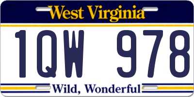 WV license plate 1QW978