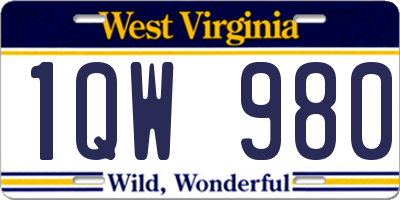WV license plate 1QW980