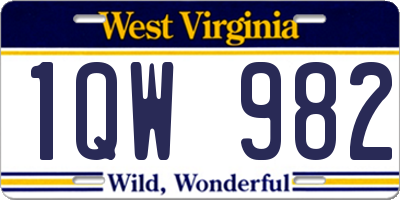 WV license plate 1QW982