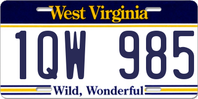 WV license plate 1QW985