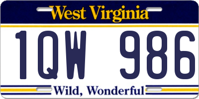 WV license plate 1QW986