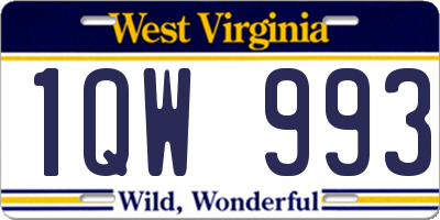 WV license plate 1QW993