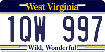 WV license plate 1QW997