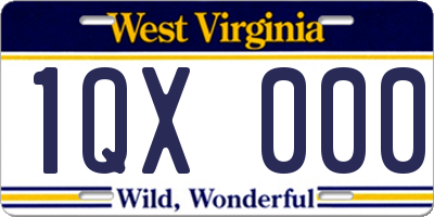 WV license plate 1QX000