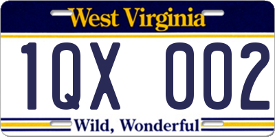 WV license plate 1QX002
