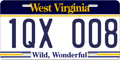 WV license plate 1QX008