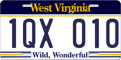 WV license plate 1QX010