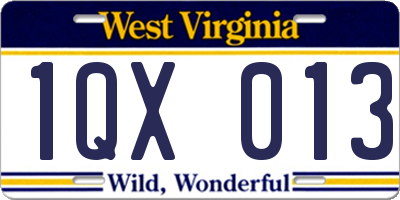 WV license plate 1QX013