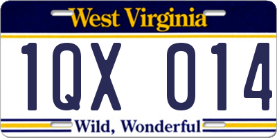 WV license plate 1QX014