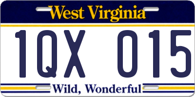 WV license plate 1QX015