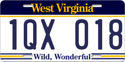 WV license plate 1QX018