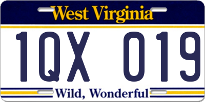 WV license plate 1QX019