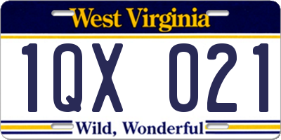 WV license plate 1QX021