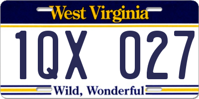 WV license plate 1QX027