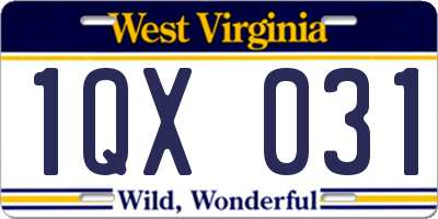 WV license plate 1QX031