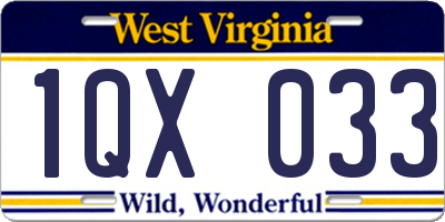 WV license plate 1QX033