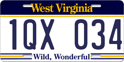 WV license plate 1QX034