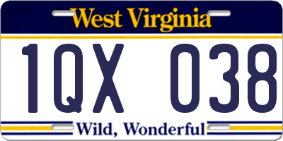 WV license plate 1QX038