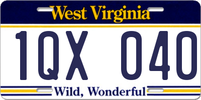WV license plate 1QX040
