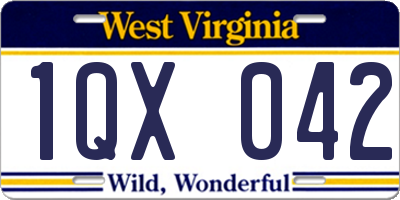 WV license plate 1QX042