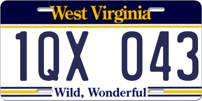 WV license plate 1QX043