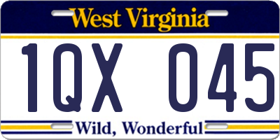 WV license plate 1QX045