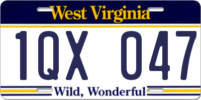 WV license plate 1QX047