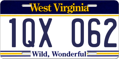 WV license plate 1QX062