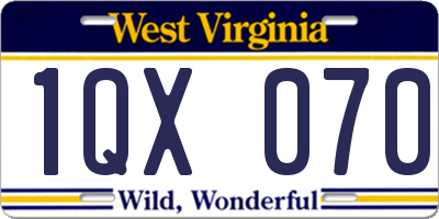WV license plate 1QX070