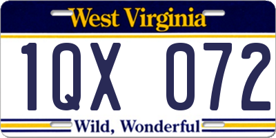 WV license plate 1QX072