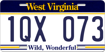 WV license plate 1QX073