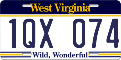 WV license plate 1QX074