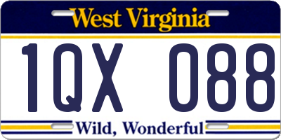 WV license plate 1QX088