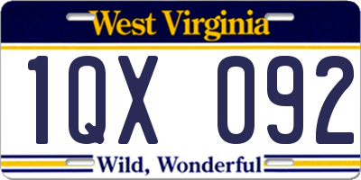WV license plate 1QX092