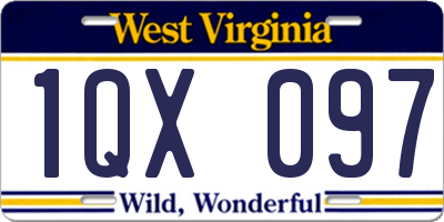 WV license plate 1QX097
