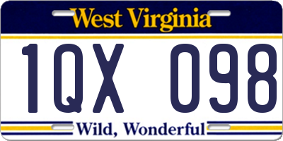 WV license plate 1QX098
