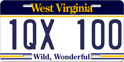 WV license plate 1QX100